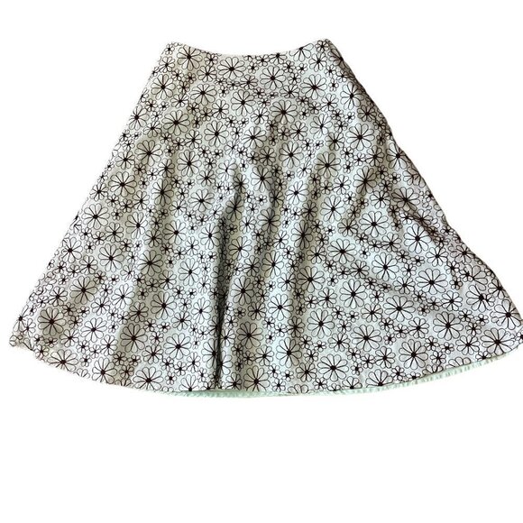 Josephine Chaus Sz 8 Cotton Skirt Light Blue with Black Embroidered Flowers 176L - Picture 1 of 7